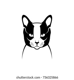 Vector cat head, face  for retro hipster logos, emblems, badges, labels template and t-shirt vintage design element. Isolated on white background