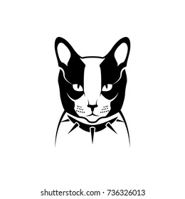 Vector cat head, face  for retro hipster logos, emblems, badges, labels template and t-shirt vintage design element. Isolated on white background
