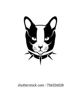 Vector cat head, face  for retro hipster logos, emblems, badges, labels template and t-shirt vintage design element. Isolated on white background