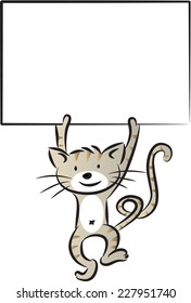 vector cat holding blank card