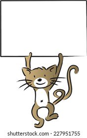 vector cat holding blank card