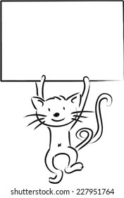 vector cat holding blank card