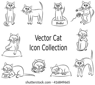 Vector Cat Icon Collection Set