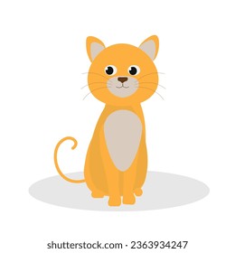 Vector cat icon. Cute cat is sitting. Vector flat illustration. Suitable for animation, using in web, apps, books, education projects. No transparency, solid colors only. Svg, lottie without bags. svg
