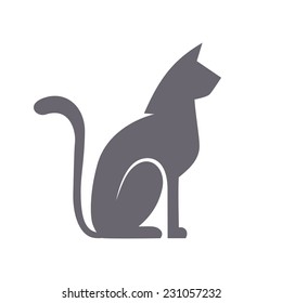 Vector cat icon. Flat sign for logo design template. Original decorative illustration for print, web