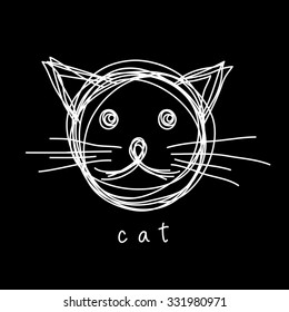 Vector cat icon. Hand drawn logo design template. Original decorative illustration for print, web