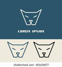 Vector cat icon. Linear logo design template. Original decorative illustration for print, web