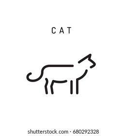 vector cat icon in a outline, minimal style. The logo is a silhouette of a cat for veterinary clinic