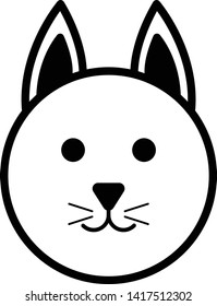 Vector Cat Icon. Round Line Animal Icon.