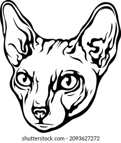 Vektorkatze, einzelne Illustration. Schwarze Farbe auf weißem Hintergrund.