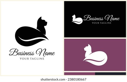 vector cat and leaf template