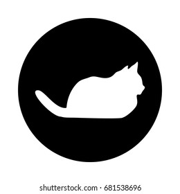 Vector cat logo. Light white silhouette isolated from background. Cat pet in line art.