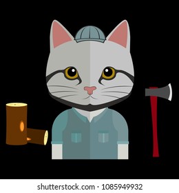 vector of cat lumberjack jobs