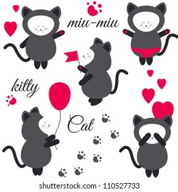 Vector cat mascots set