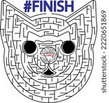 Vector cat maze. Head cat maze. Mystery for the mind.