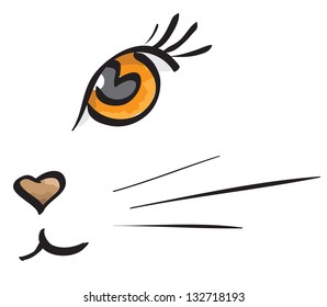 Vector cat muzzle painted on a white background