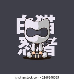 Logo del personaje robot ninja del gato vector.