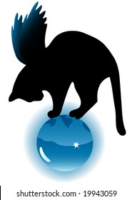 Vector Cat on Glass Bauble Silhouette