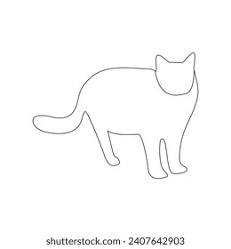 Vector cat in one continuous line art drawing sketch isolated on white background. Vector illustration and minimal