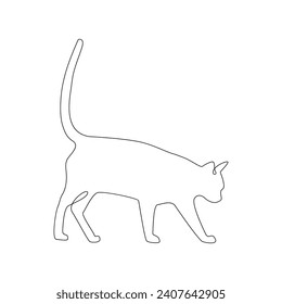 Vector cat in one continuous line art drawing sketch isolated on white background. Vector illustration and minimal