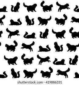 Vector cat pattern. Animals silhouettes seamless background. Design for clothes, gifts and so on. Vector illustration.