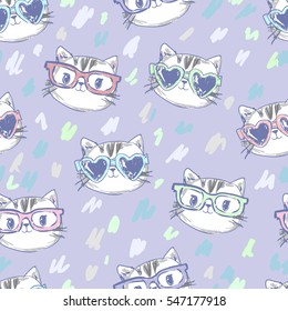 vector cat pattern, cat illustration seamless, Graphic Design Home textiles