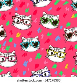 vector cat pattern, cat illustration seamless, Graphic Design pattern 