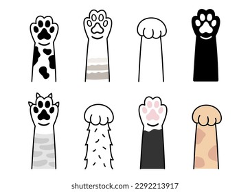 Vector cat paw collection. Stickers. Cat breed vector doodle illustration transparent background