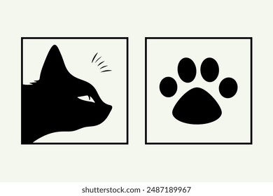 Vector cat and paw icon