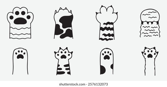 "Vector Cat Paw Icons for Pet Lovers and Animal Care Graphics"