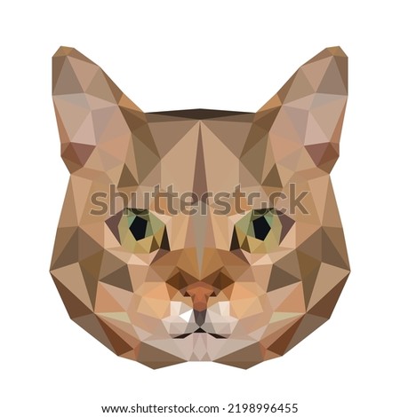 vector cat in polygon pattern Triangular animal vector illustration for print on t-shirts and posters. Geometric low poly design illustration. Cat icon. Kitten isolated element.

