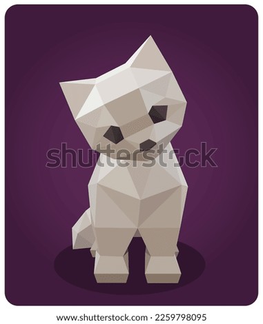 Vector cat in polygon style. Abstract shape vector illustration of an animal. Illustration of geometric low poly design.