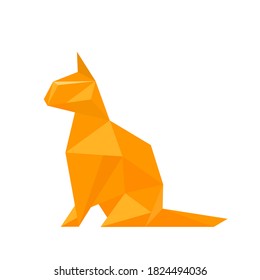 Vector cat in polygon style. Triangle vector illustration of animal. Geometric low poly design illustration. 