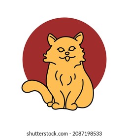 Vector of a Cat with red circle on white background, Pet. Animals. logo con concept
