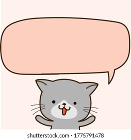 Vector the cat says in a speech box that can be filled with text on orange background.