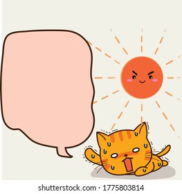 Vector que dice el gato y la caja de voz que se puede rellenar con texto de fondo naranja.
