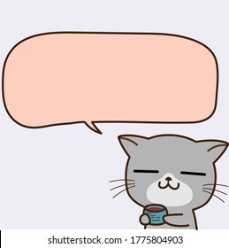 Vector que dice el gato en una caja de voz que se puede rellenar con texto sobre fondo morado.
