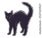 Vector Cat Scared Cartoon Retro Style Illustration Isolated
