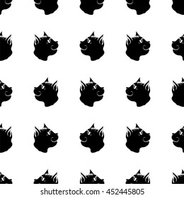 Vector Cat Seamless Animal Pattern. Pet Isolated on White Background