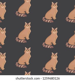 Vector cat seamless pattern. Cute kitten in cartoon style