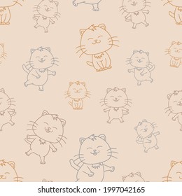 Vector cat seamless pattern design with paws, fishbones and yarns elements inspired by my 8 kittens . Designed by Daania at deeyana83*yahoo.com.
