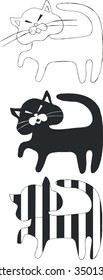 Vector. Cat set in black 05