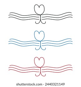 vector cat silhouette heart set for drawing pages