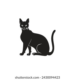 vector cat silhouette in isolated white background, t-shirt, logo, print