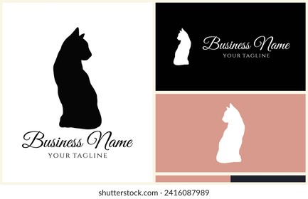 vector cat silhouette logo template