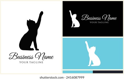 vector cat silhouette logo template