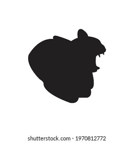 Vector cat silhouette with open mouth
