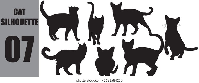 vector cat silhouette set eps.