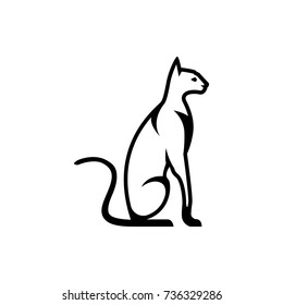 Vector cat silhouette view side for retro logos, emblems, badges, labels template vintage design element. Isolated on white background