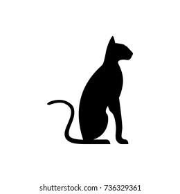 Vector cat silhouette view side for retro logos, emblems, badges, labels template vintage design element. Isolated on white background